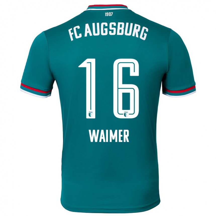 Kids Football Johannes Waimer #16 Dark Green Away Jersey 2024/25 T-Shirt Nz