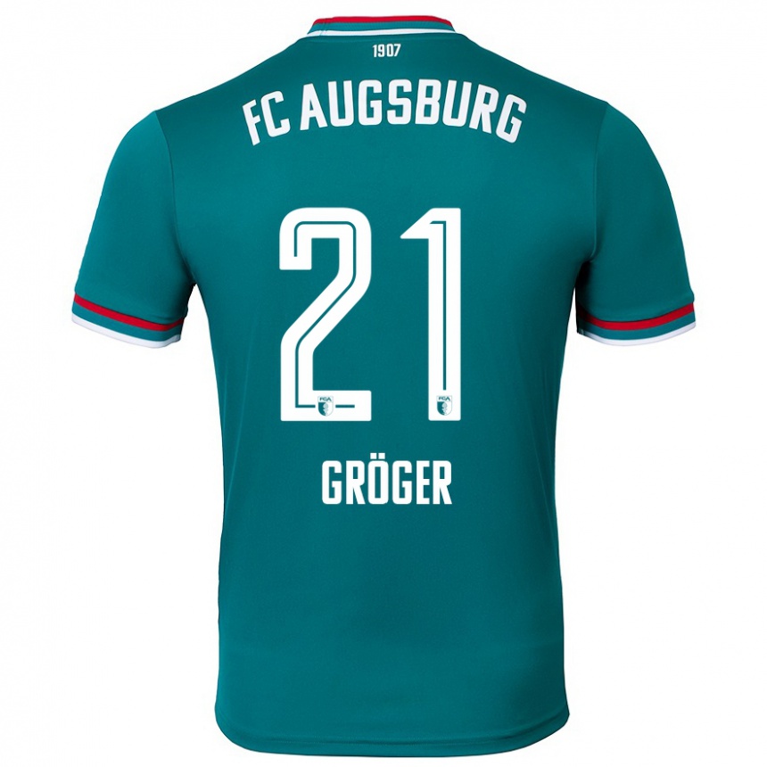 Kids Football Elias Gröger #21 Dark Green Away Jersey 2024/25 T-Shirt Nz