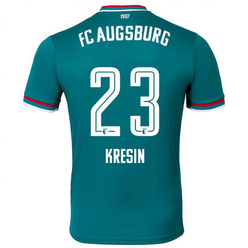 Kids Football Constantin Kresin #23 Dark Green Away Jersey 2024/25 T-Shirt Nz