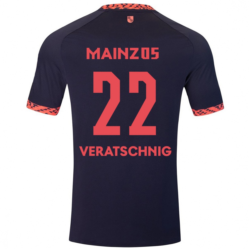 Kids Football Nikolas Veratschnig #22 Blue Coral Red Away Jersey 2024/25 T-Shirt Nz