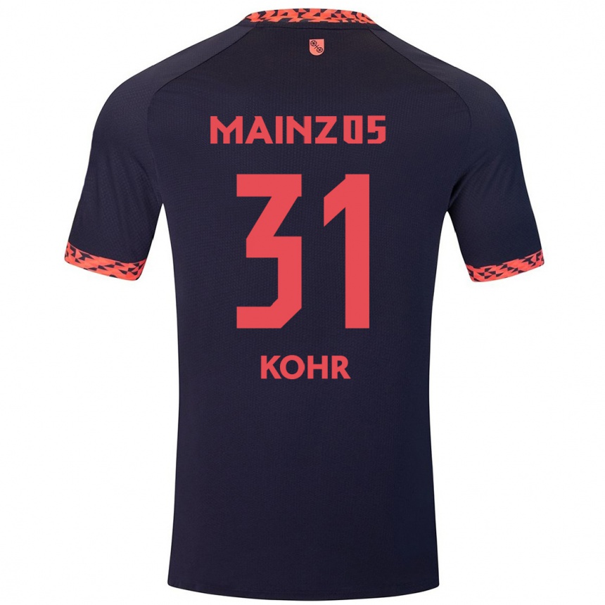 Kids Football Dominik Kohr #31 Blue Coral Red Away Jersey 2024/25 T-Shirt Nz