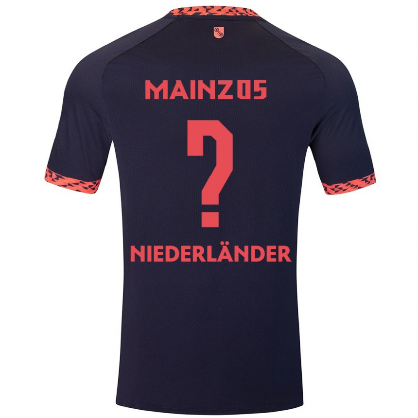 Kids Football Lennart Niederländer #0 Blue Coral Red Away Jersey 2024/25 T-Shirt Nz