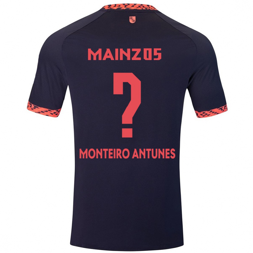 Kids Football Rafael Monteiro Antunes #0 Blue Coral Red Away Jersey 2024/25 T-Shirt Nz