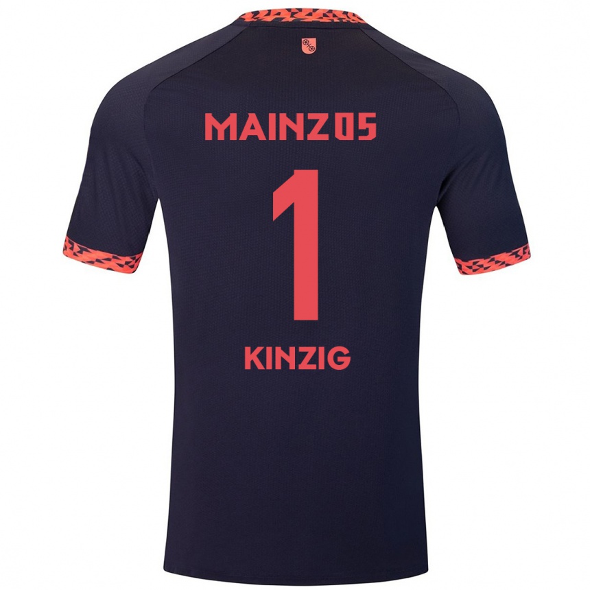 Kids Football Maximilian Kinzig #1 Blue Coral Red Away Jersey 2024/25 T-Shirt Nz