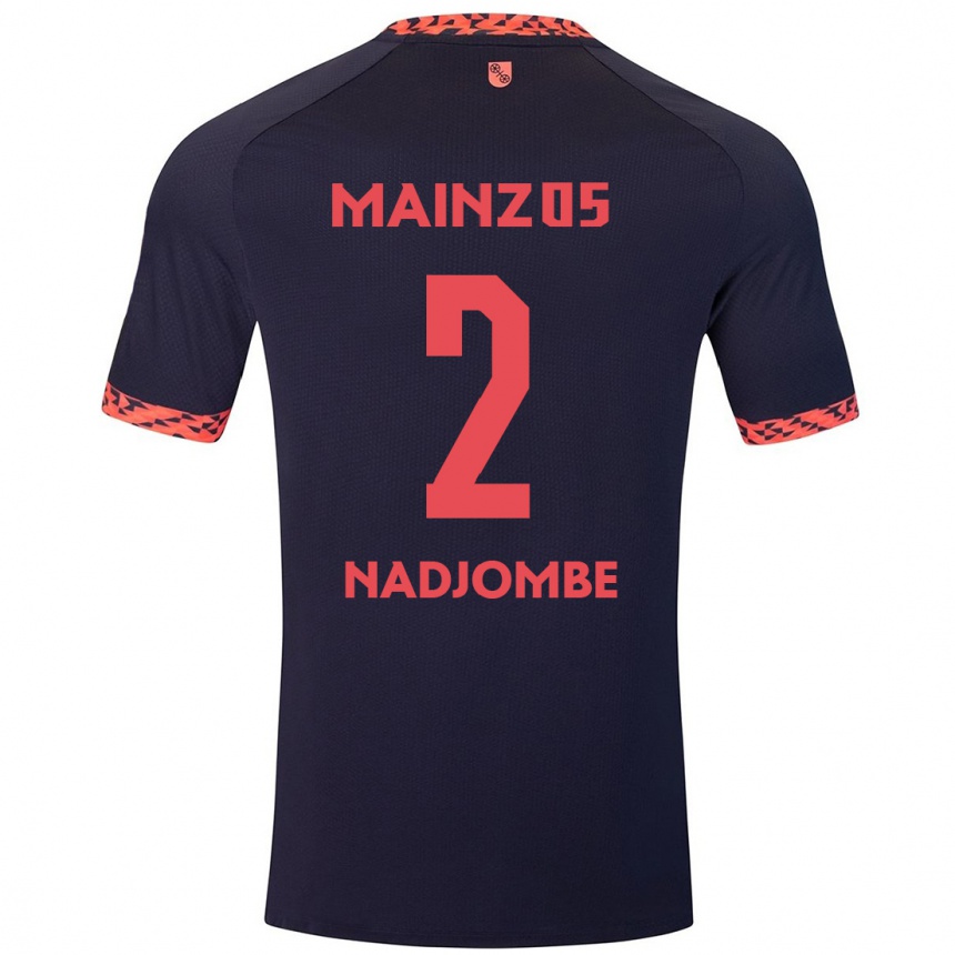 Kids Football Jean-Marie Nadjombe #2 Blue Coral Red Away Jersey 2024/25 T-Shirt Nz