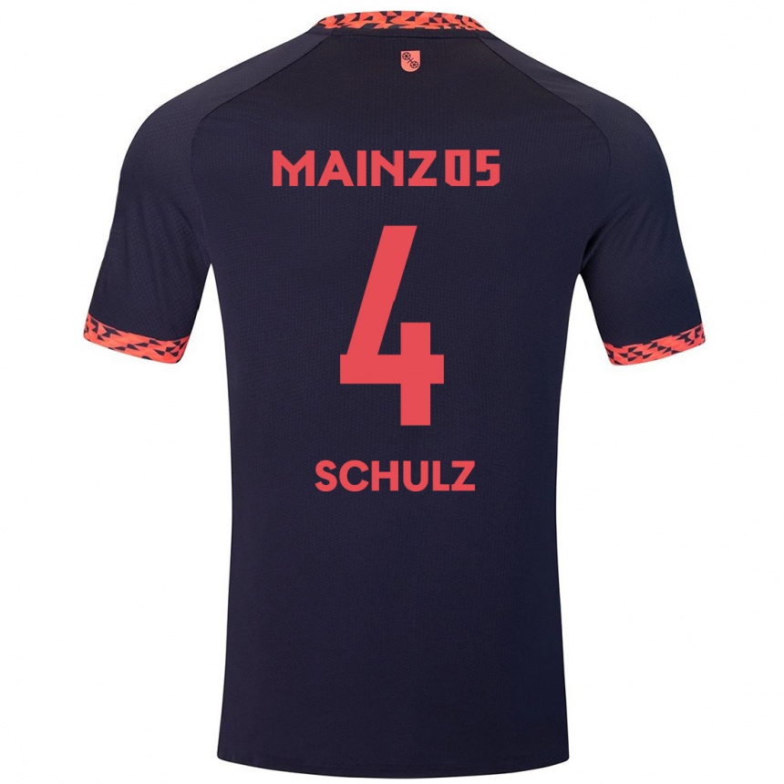 Kids Football Philipp Schulz #4 Blue Coral Red Away Jersey 2024/25 T-Shirt Nz