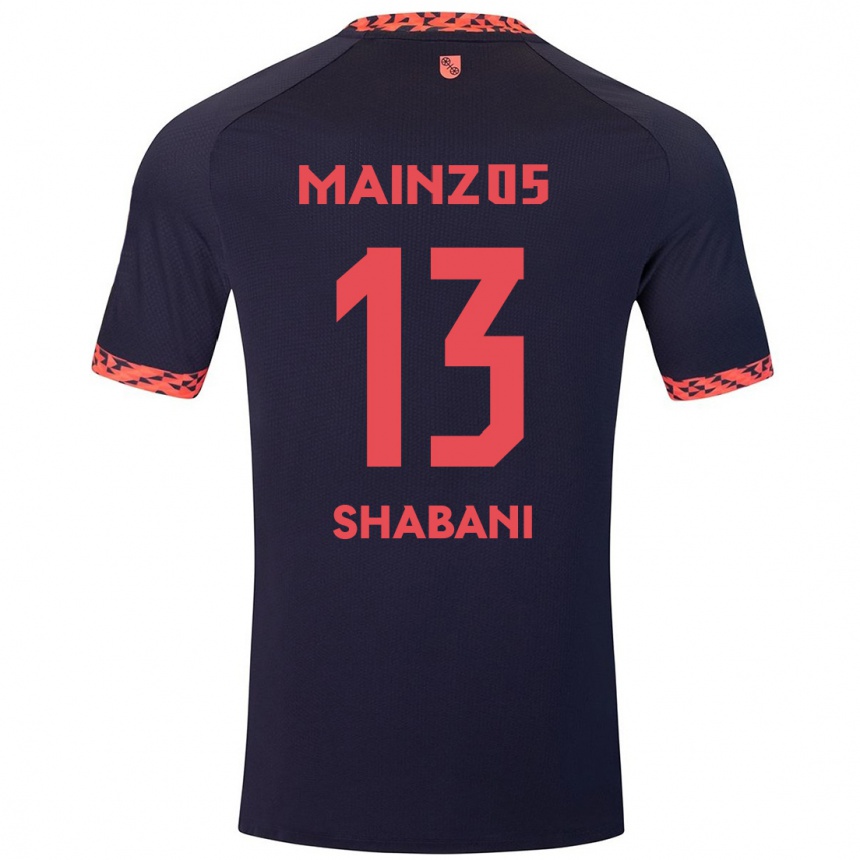 Kids Football Eniss Shabani #13 Blue Coral Red Away Jersey 2024/25 T-Shirt Nz