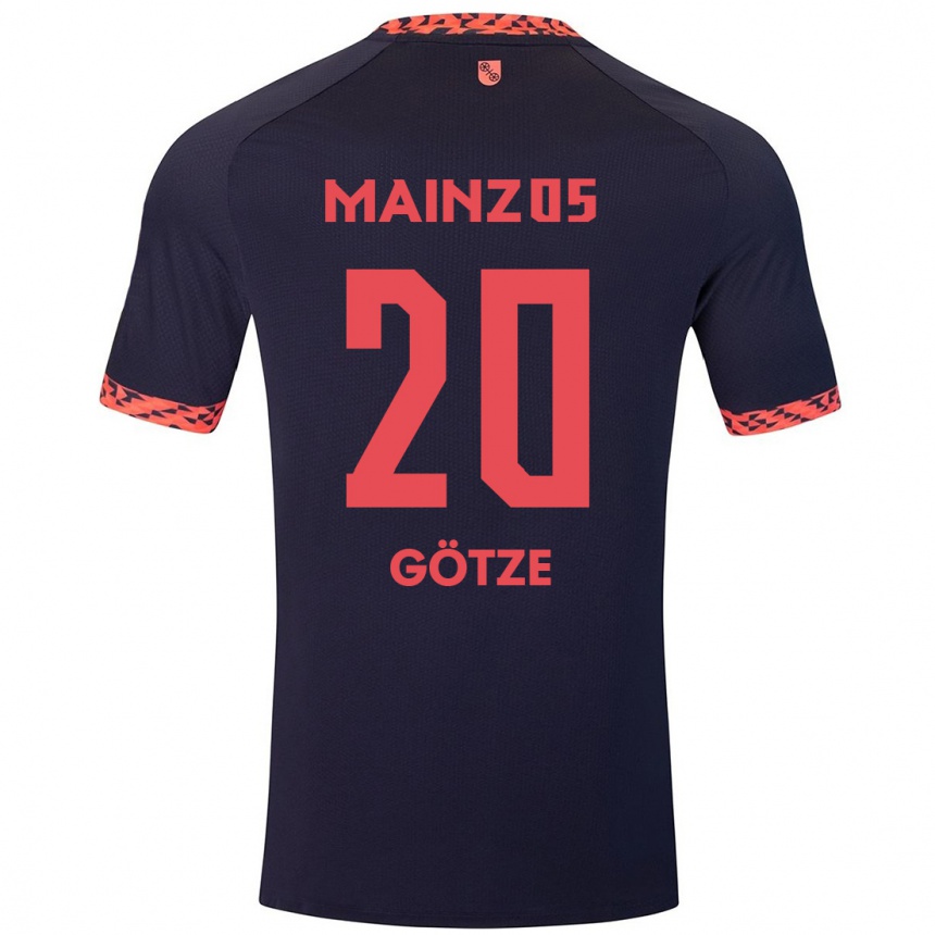 Kids Football Justus Götze #20 Blue Coral Red Away Jersey 2024/25 T-Shirt Nz