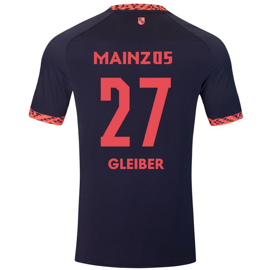 Kids Football Daniel Gleiber #27 Blue Coral Red Away Jersey 2024/25 T-Shirt Nz