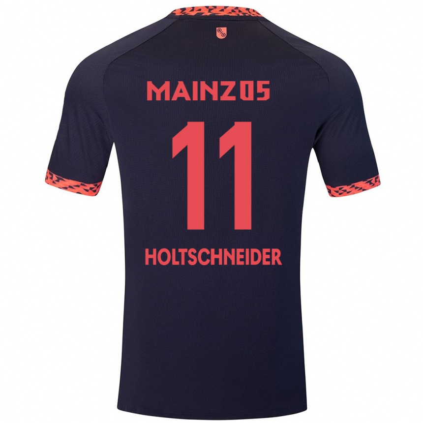 Kids Football Hannah Holtschneider #11 Blue Coral Red Away Jersey 2024/25 T-Shirt Nz