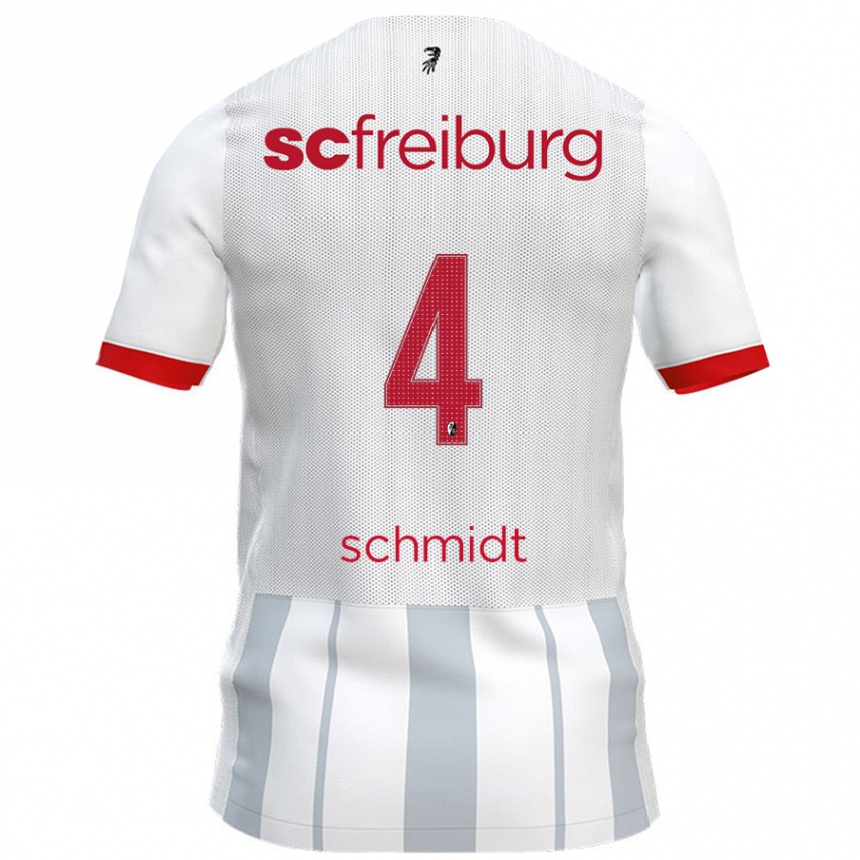 Kids Football Kenneth Schmidt #4 White Grey Away Jersey 2024/25 T-Shirt Nz