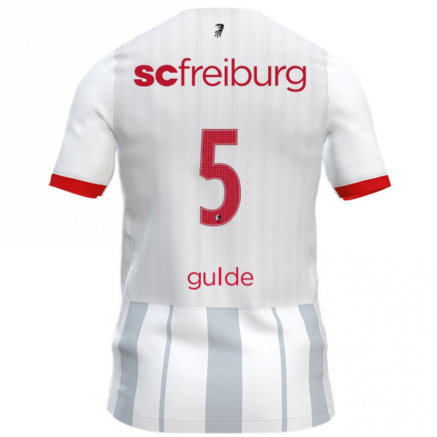 Kids Football Manuel Gulde #5 White Grey Away Jersey 2024/25 T-Shirt Nz