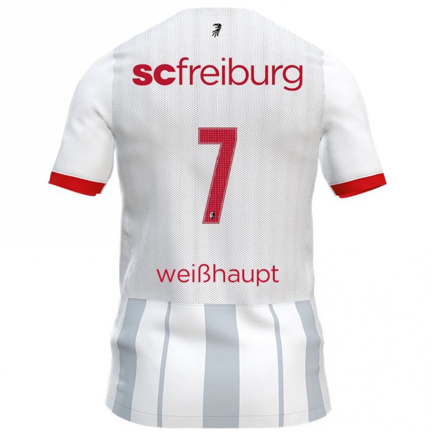 Kids Football Noah Weißhaupt #7 White Grey Away Jersey 2024/25 T-Shirt Nz