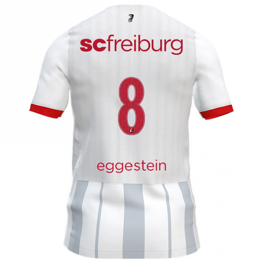 Kids Football Maximilian Eggestein #8 White Grey Away Jersey 2024/25 T-Shirt Nz