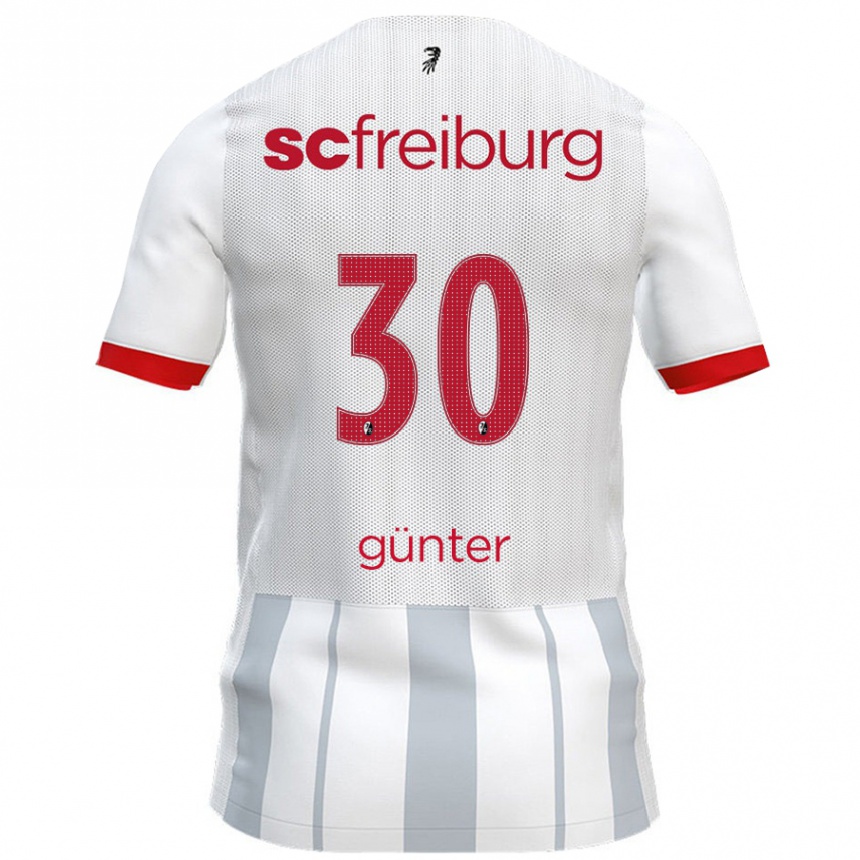 Kids Football Christian Günter #30 White Grey Away Jersey 2024/25 T-Shirt Nz