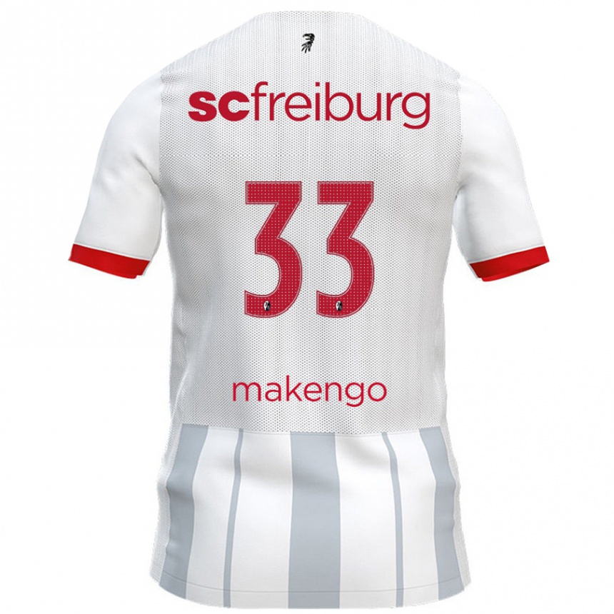 Kids Football Jordy Makengo #33 White Grey Away Jersey 2024/25 T-Shirt Nz