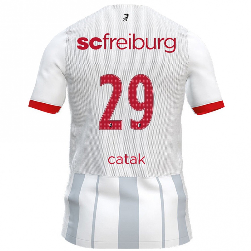 Kids Football Leon Catak #29 White Grey Away Jersey 2024/25 T-Shirt Nz