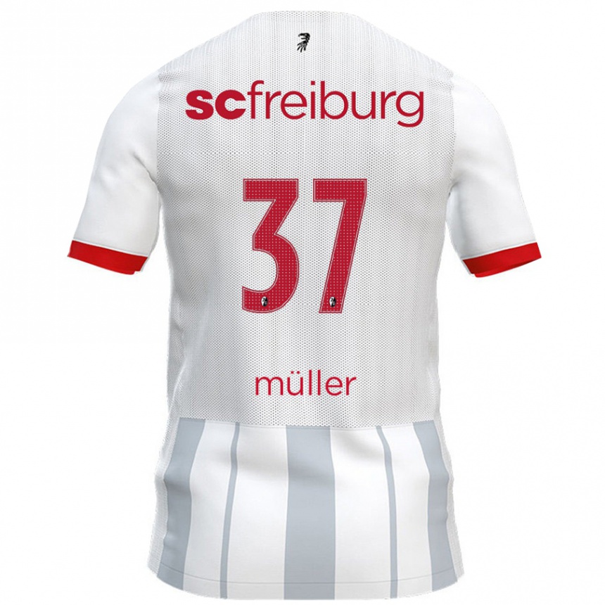 Kids Football Ruben Müller #37 White Grey Away Jersey 2024/25 T-Shirt Nz