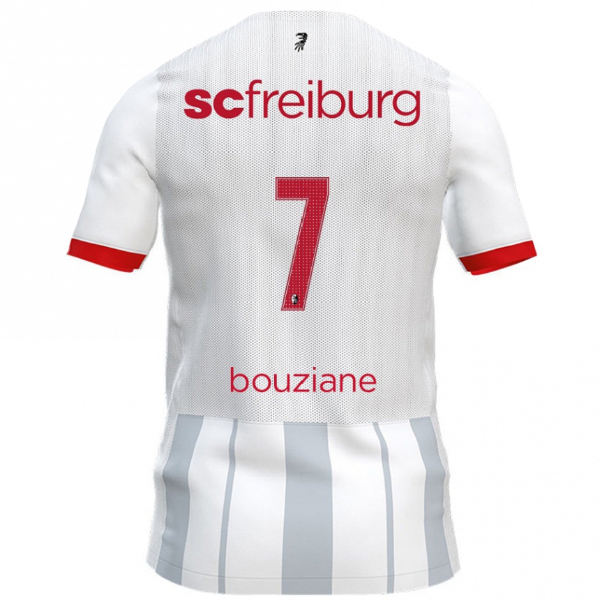 Kids Football Chiara Bouziane #7 White Grey Away Jersey 2024/25 T-Shirt Nz