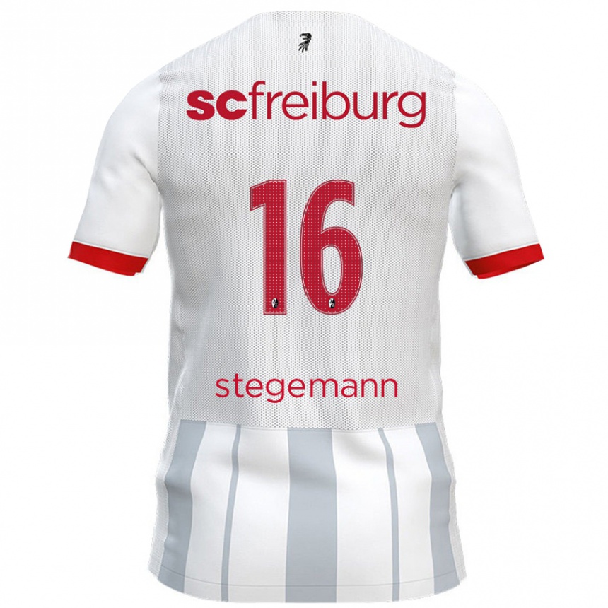 Kids Football Greta Stegemann #16 White Grey Away Jersey 2024/25 T-Shirt Nz