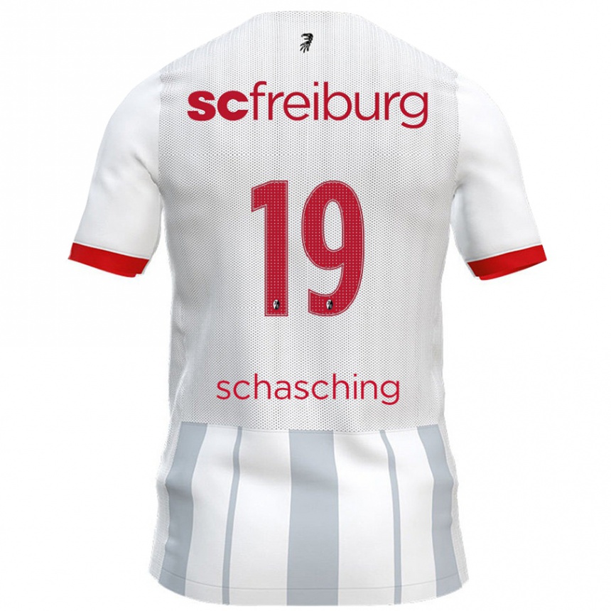 Kids Football Annabel Schasching #19 White Grey Away Jersey 2024/25 T-Shirt Nz