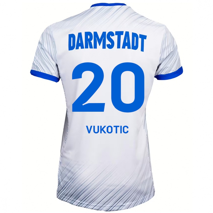 Kids Football Aleksandar Vukotic #20 White Blue Away Jersey 2024/25 T-Shirt Nz