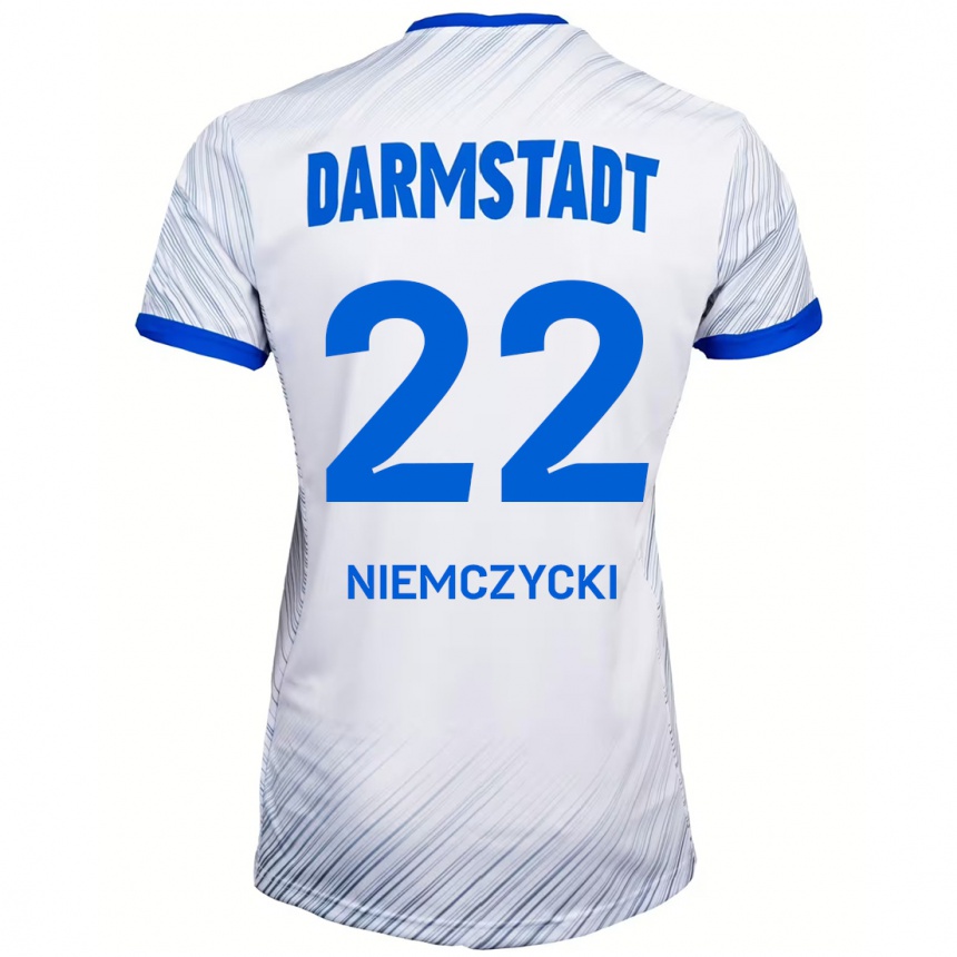 Kids Football Karol Niemczycki #22 White Blue Away Jersey 2024/25 T-Shirt Nz