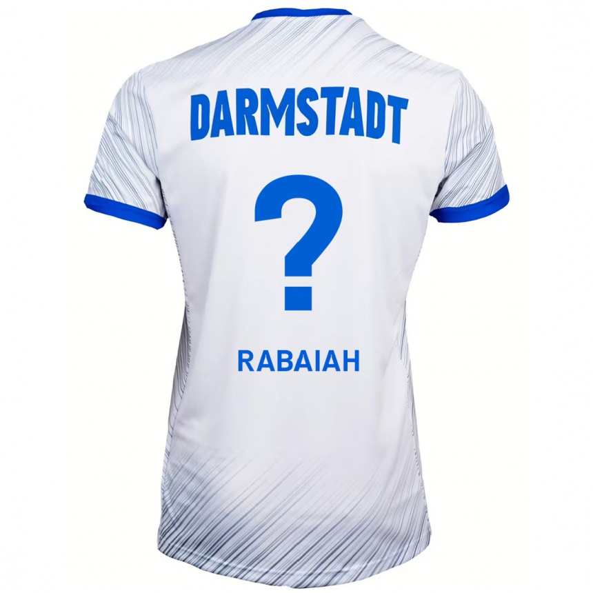 Kids Football Ali Rabaiah #0 White Blue Away Jersey 2024/25 T-Shirt Nz