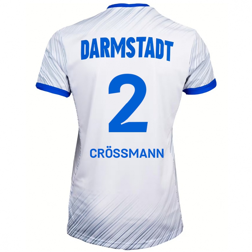 Kids Football Elias Crößmann #2 White Blue Away Jersey 2024/25 T-Shirt Nz