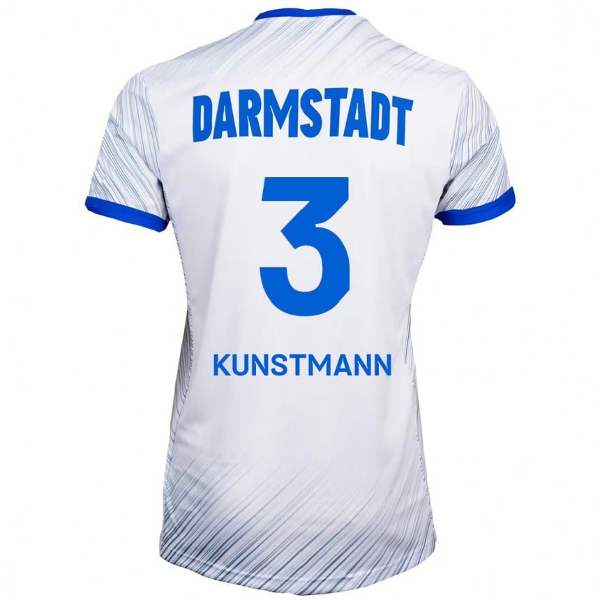 Kids Football Kelvin Kunstmann #3 White Blue Away Jersey 2024/25 T-Shirt Nz