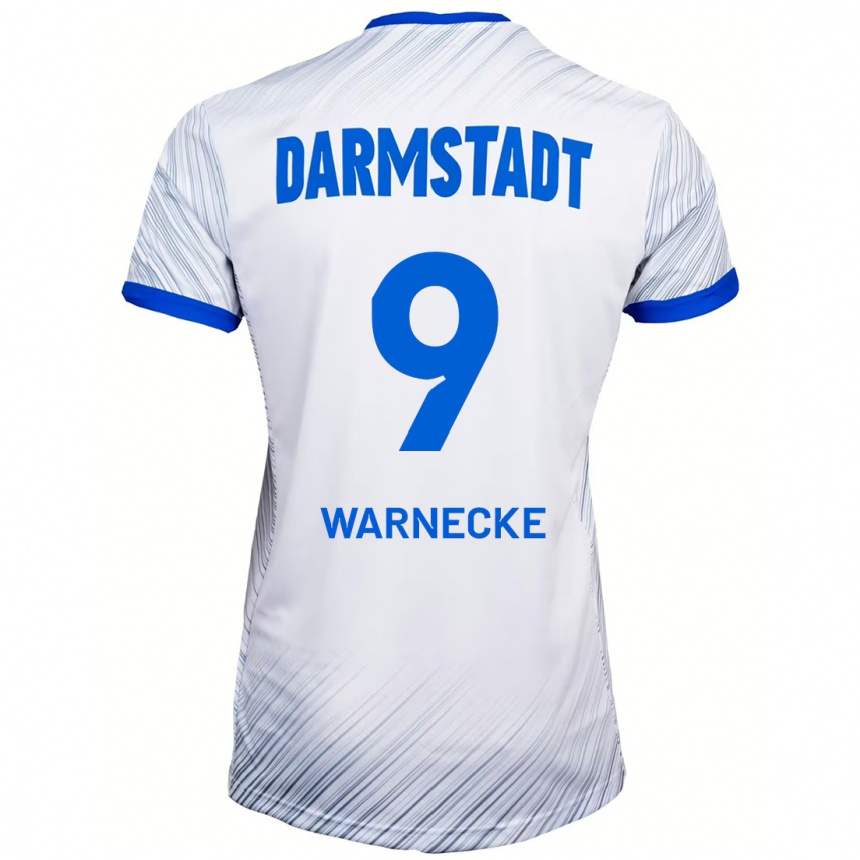 Kids Football Ben Warnecke #9 White Blue Away Jersey 2024/25 T-Shirt Nz