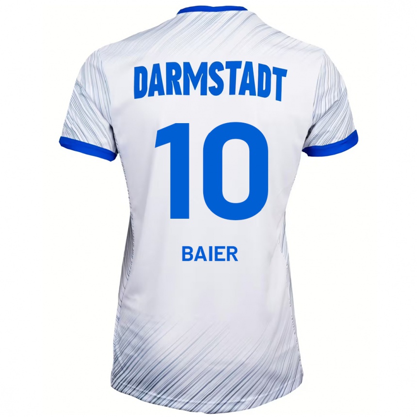 Kids Football Nico Baier #10 White Blue Away Jersey 2024/25 T-Shirt Nz