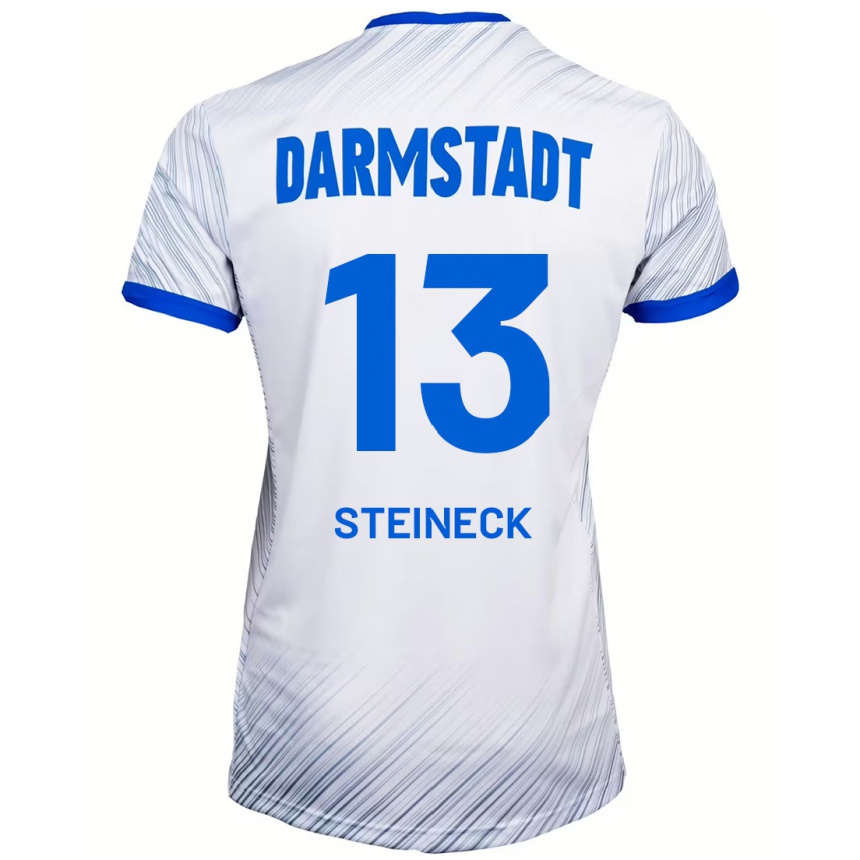 Kids Football Tom Steineck #13 White Blue Away Jersey 2024/25 T-Shirt Nz