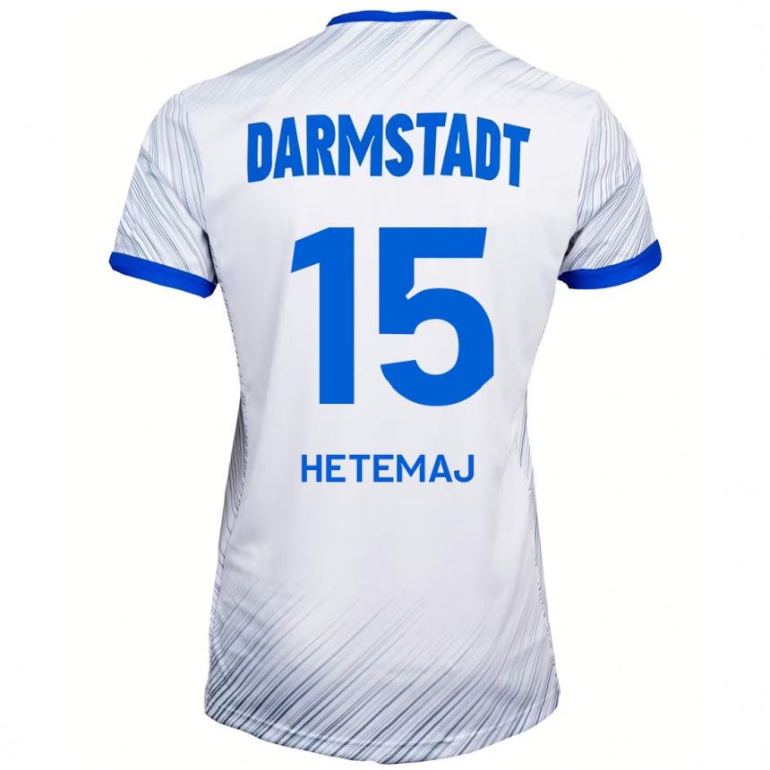 Kids Football Gentrit Hetemaj #15 White Blue Away Jersey 2024/25 T-Shirt Nz