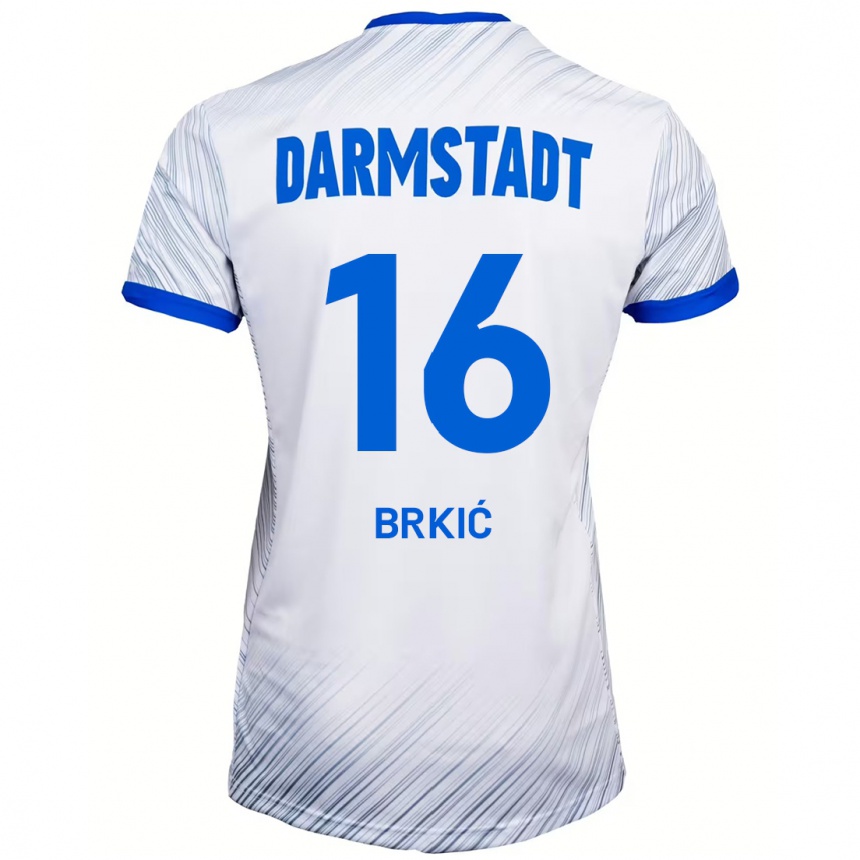 Kids Football Amar Brkić #16 White Blue Away Jersey 2024/25 T-Shirt Nz