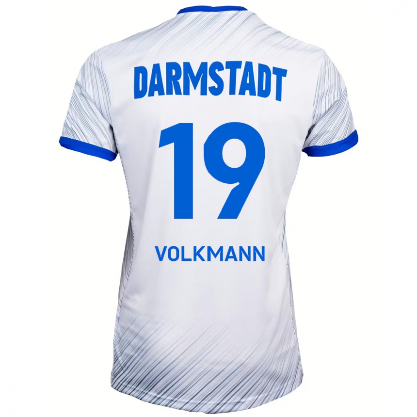 Kids Football Japhet Volkmann #19 White Blue Away Jersey 2024/25 T-Shirt Nz