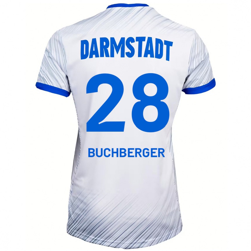 Kids Football Jonas Buchberger #28 White Blue Away Jersey 2024/25 T-Shirt Nz