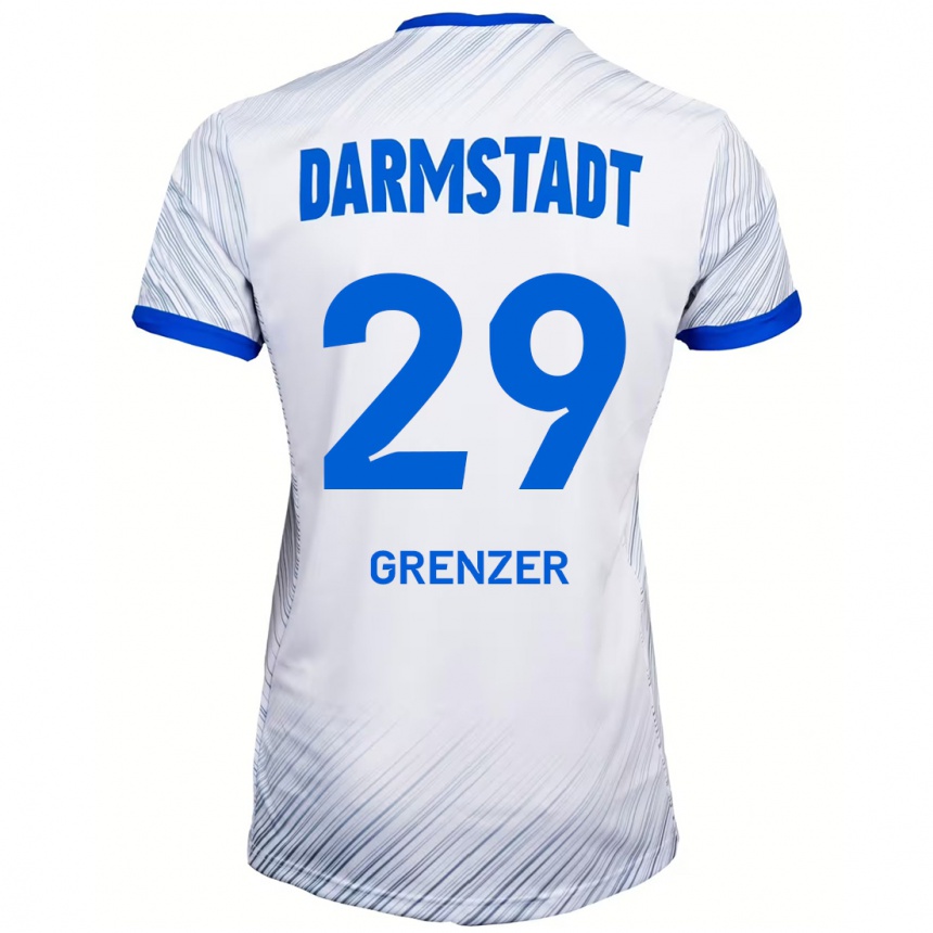 Kids Football Mika Grenzer #29 White Blue Away Jersey 2024/25 T-Shirt Nz