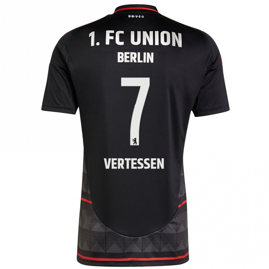 Kids Football Yorbe Vertessen #7 Black Away Jersey 2024/25 T-Shirt Nz