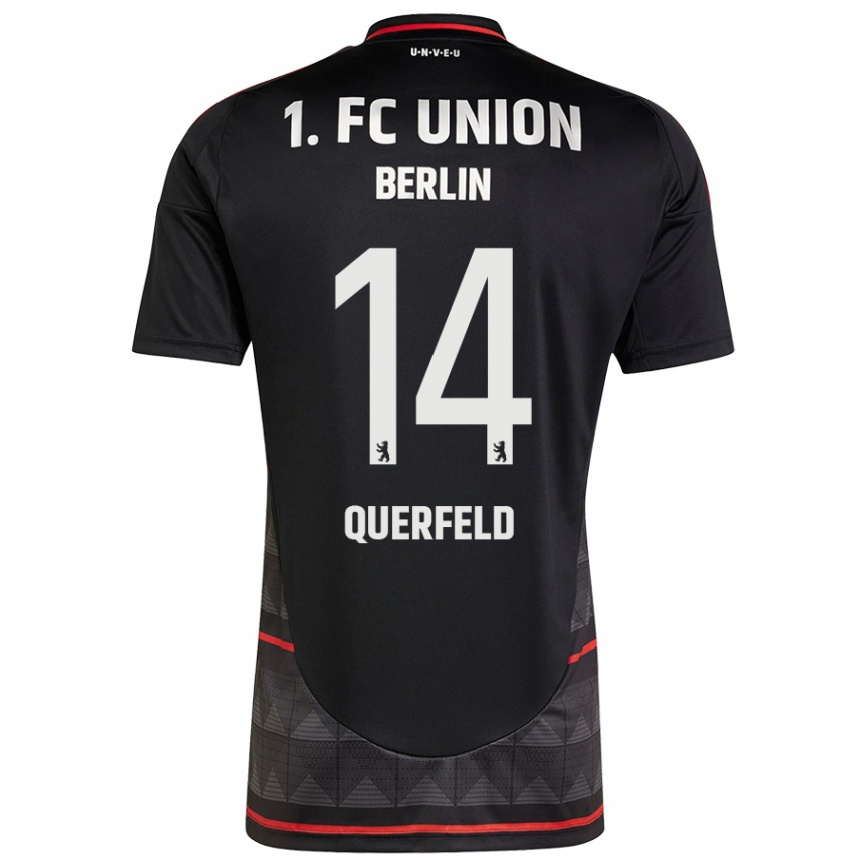 Kids Football Leopold Querfeld #14 Black Away Jersey 2024/25 T-Shirt Nz