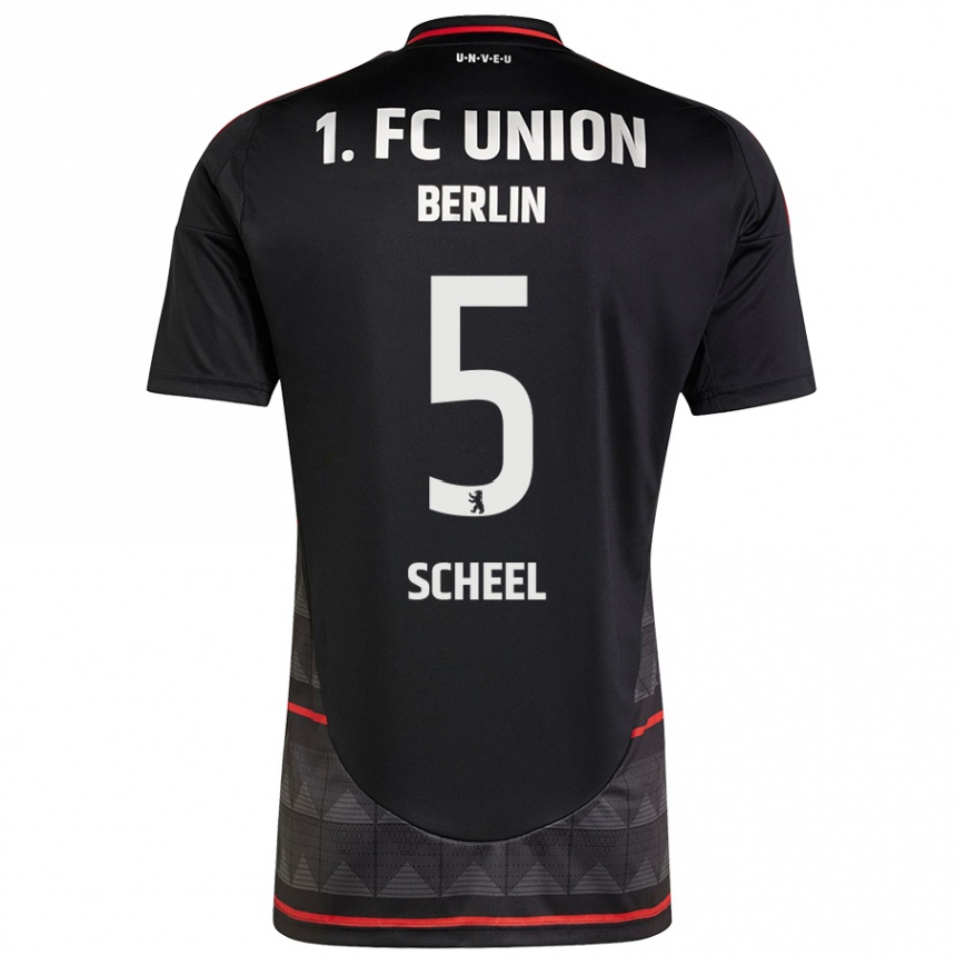 Kids Football Luca Scheel #5 Black Away Jersey 2024/25 T-Shirt Nz