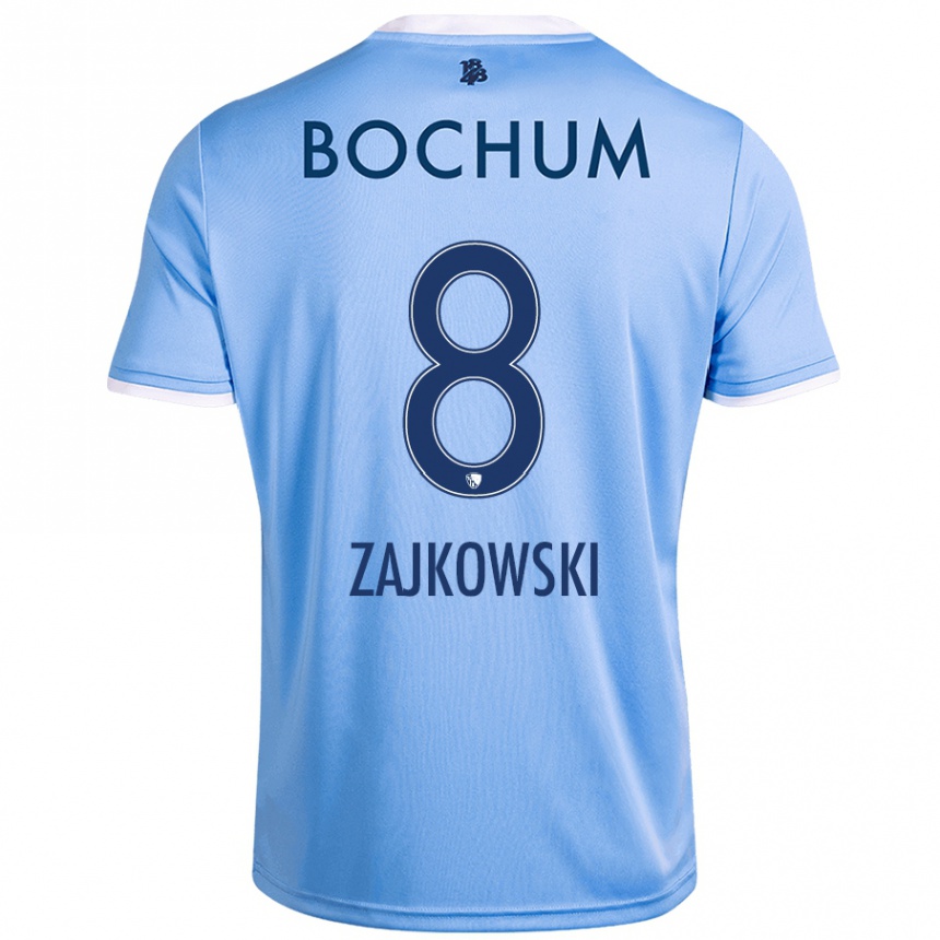 Kids Football Cedric Zajkowski #8 Sky Blue Away Jersey 2024/25 T-Shirt Nz