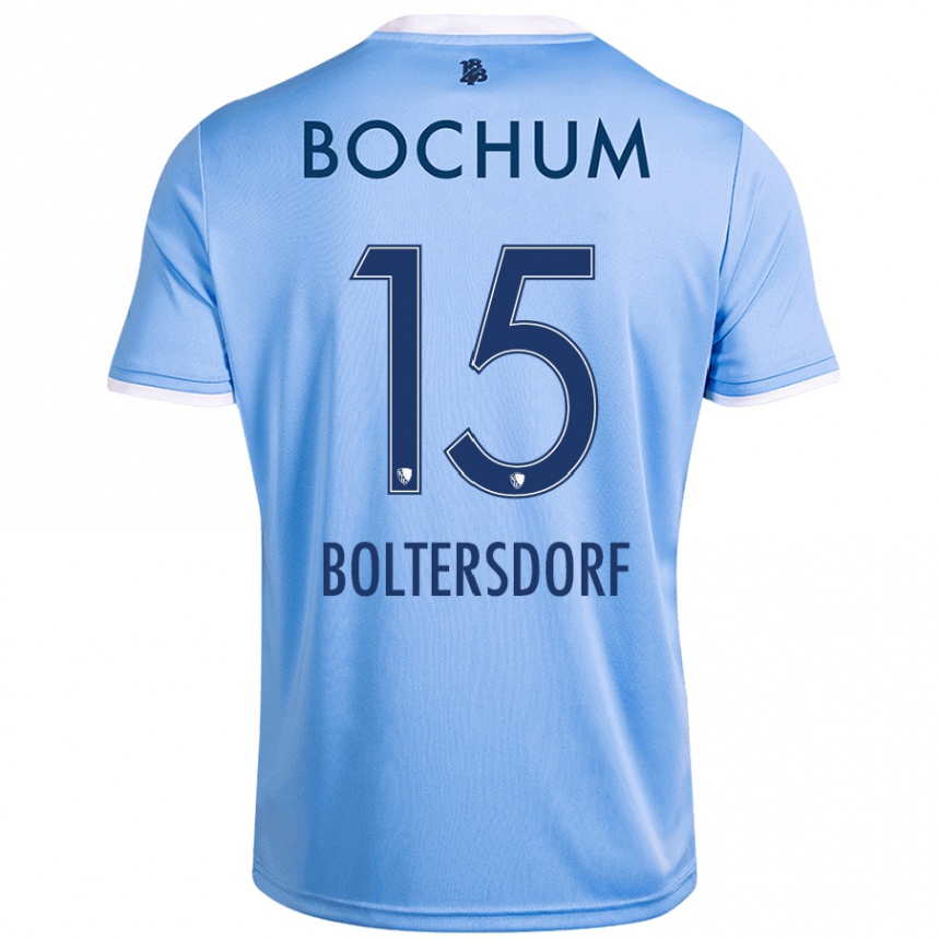 Kids Football Sebastian Boltersdorf #15 Sky Blue Away Jersey 2024/25 T-Shirt Nz