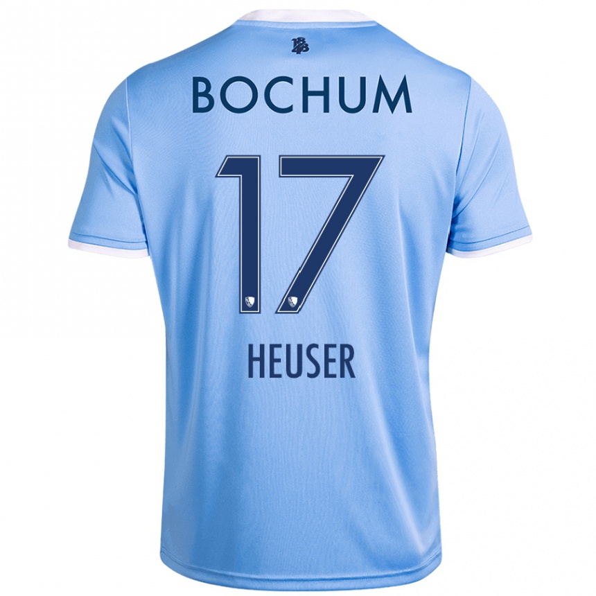 Kids Football Ben Heuser #17 Sky Blue Away Jersey 2024/25 T-Shirt Nz