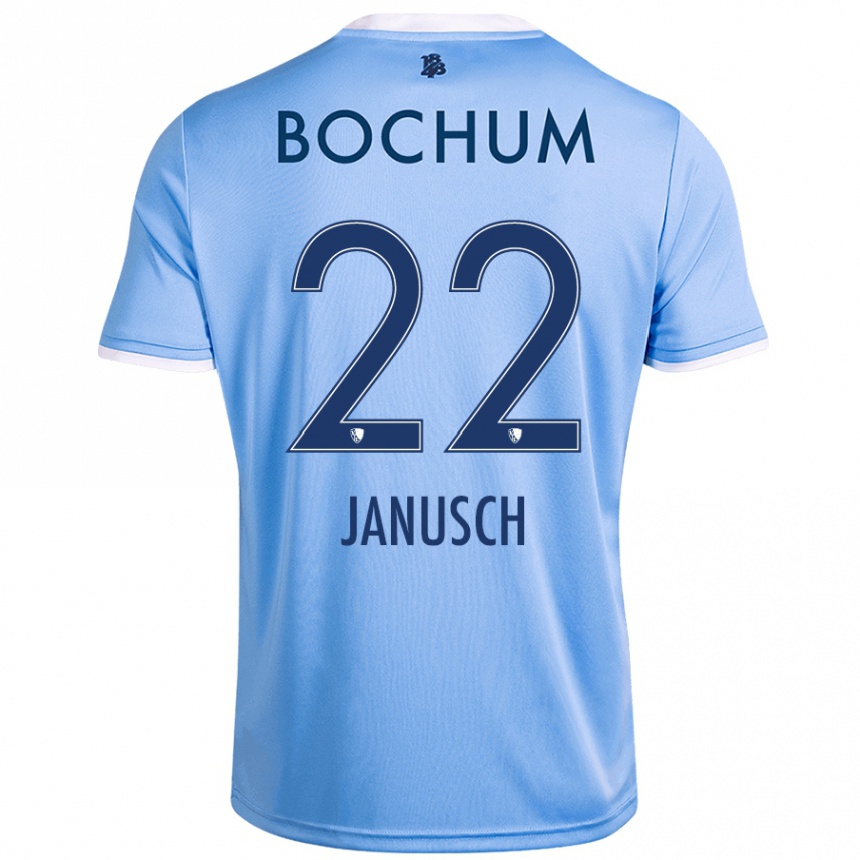 Kids Football Thees Janusch #22 Sky Blue Away Jersey 2024/25 T-Shirt Nz