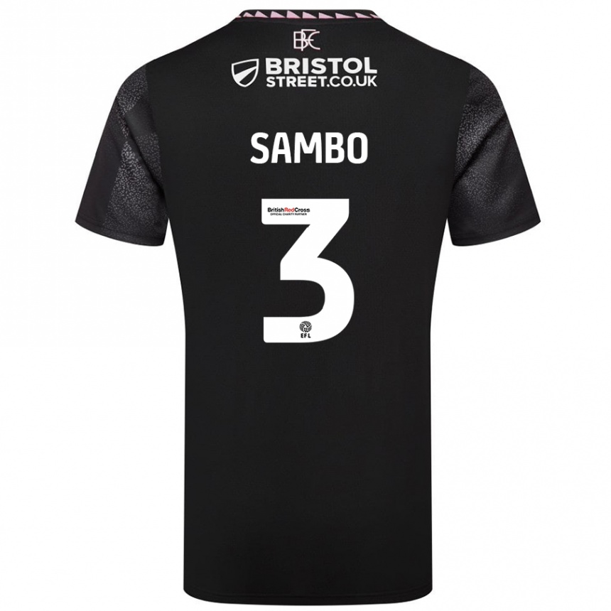 Kids Football Shurandy Sambo #3 Black Away Jersey 2024/25 T-Shirt Nz