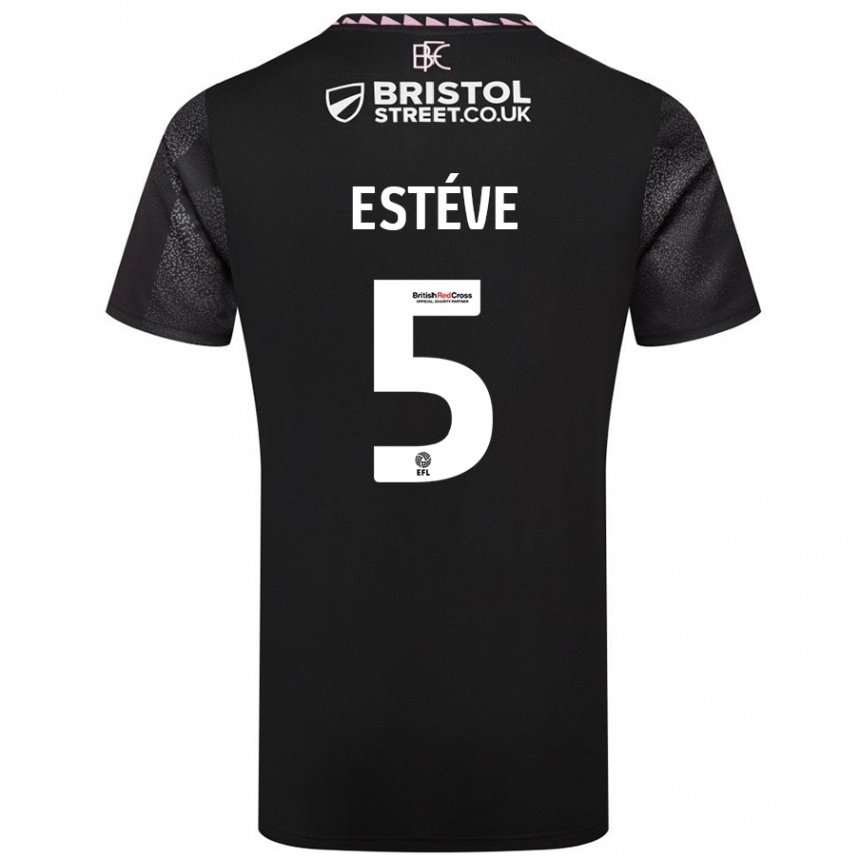 Kids Football Maxime Estève #5 Black Away Jersey 2024/25 T-Shirt Nz