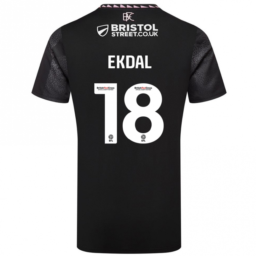 Kids Football Hjalmar Ekdal #18 Black Away Jersey 2024/25 T-Shirt Nz