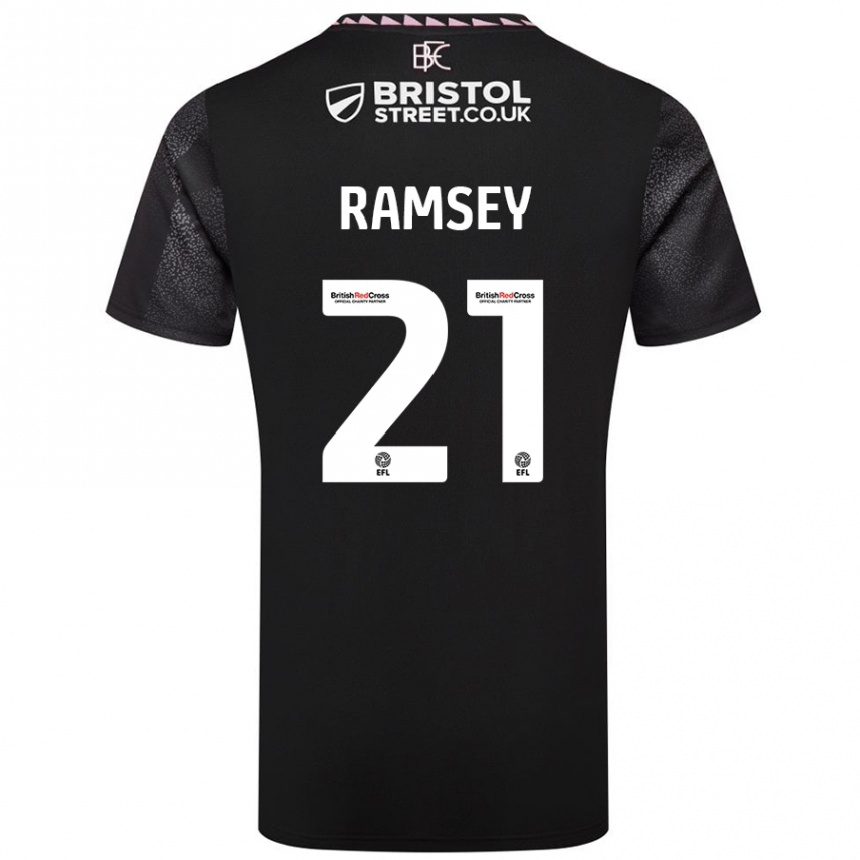 Kids Football Aaron Ramsey #21 Black Away Jersey 2024/25 T-Shirt Nz