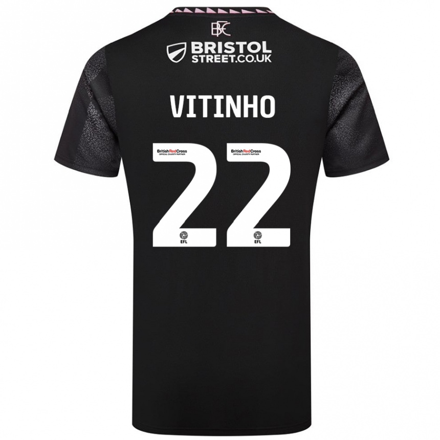 Kids Football Vitinho #22 Black Away Jersey 2024/25 T-Shirt Nz